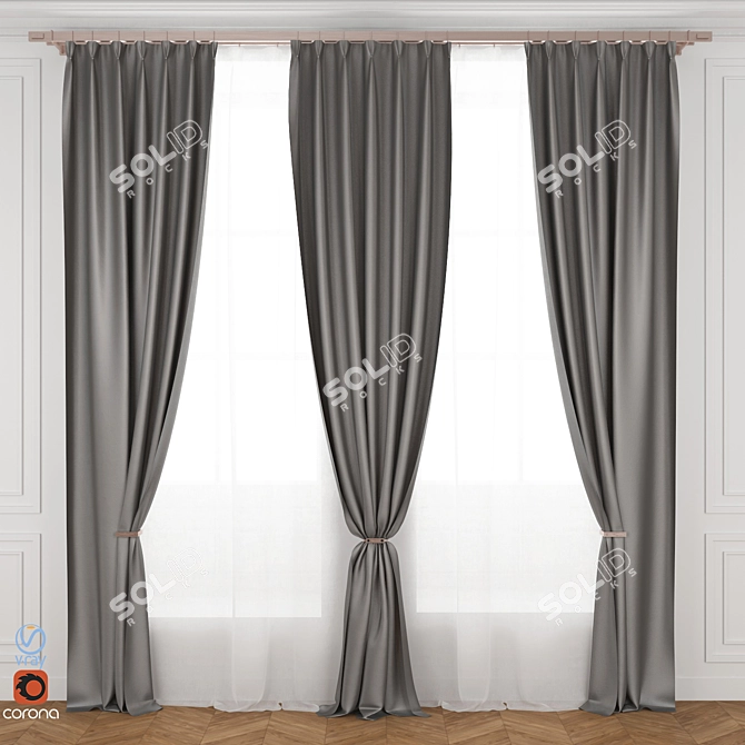 Gray Satin Blind with Copper Accents 3D model image 1