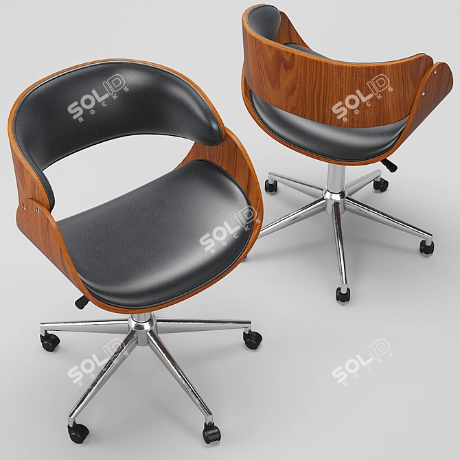 Mid-century Adjustable Office Chair 3D model image 2