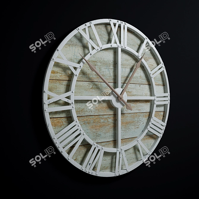 Rustic Gray Oversize Wall Clock 3D model image 2