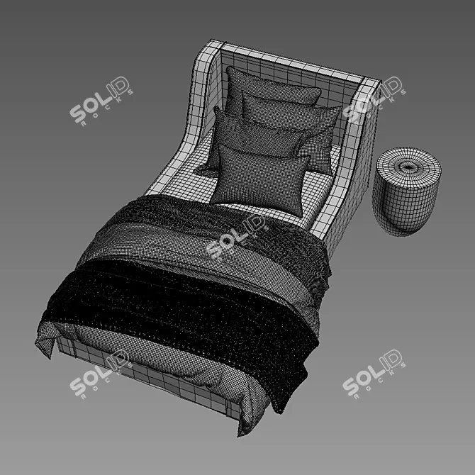 Title: WYNNE Slipcovered Bed: Timeless Elegance for Your Bedroom! 3D model image 2