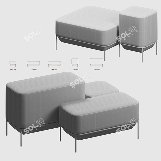 Mozaik Pouf: Versatile Seating Solution 3D model image 2