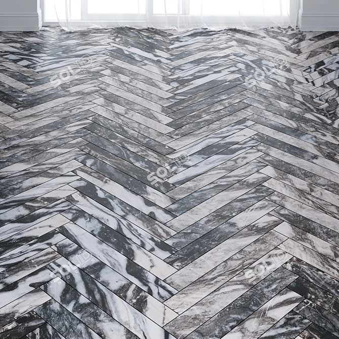 Abstract Grey Marble Tiles: Chevron & Herringbone 3D model image 1