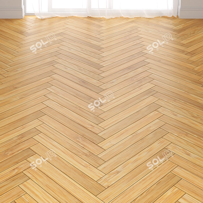 Bamboo Parquet Flooring: Laquer, Chevron, Herringbone 3D model image 1