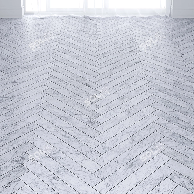 Bianco Venato Marble Tiles: Chevron & Herringbone 3D model image 1