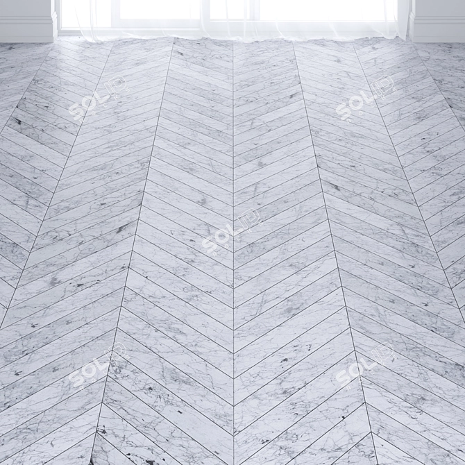 Bianco Venato Marble Tiles: Chevron & Herringbone 3D model image 2