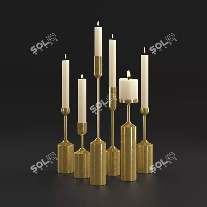 Elegant Candle Chandelier 3D model image 1