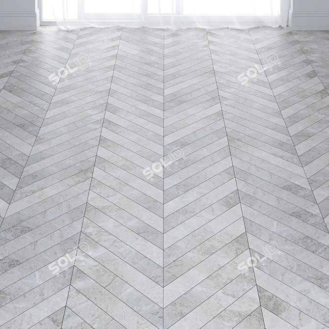 Light Brown Marble Tiles: Chevron & Herringbone 3D model image 2