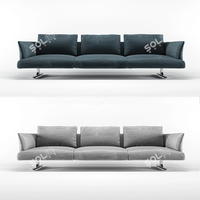 Zanotta Hiro: Sleek and Spacious Sofa 3D model image 1