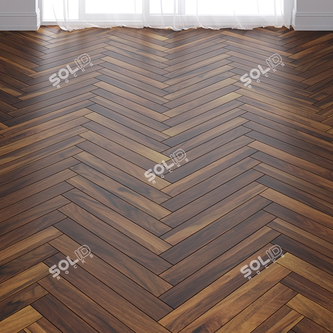 Premium Walnut Parquet Floor: 3 Layout Types 3D model image 1