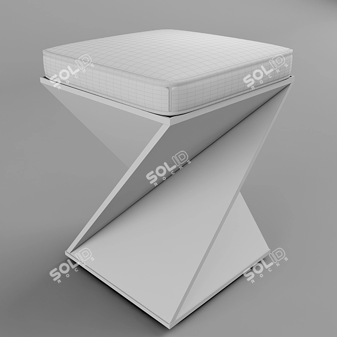 Sleek Leather Stool 3D model image 2