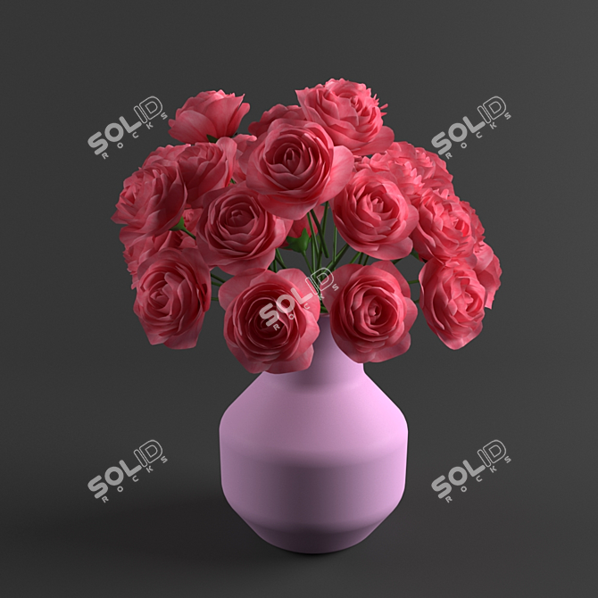 Elegant Pink Rose Sculpture 3D model image 2