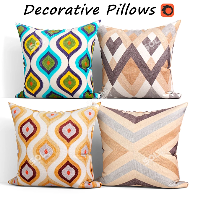 Elegant Pillow Set: Modern Design 3D model image 1