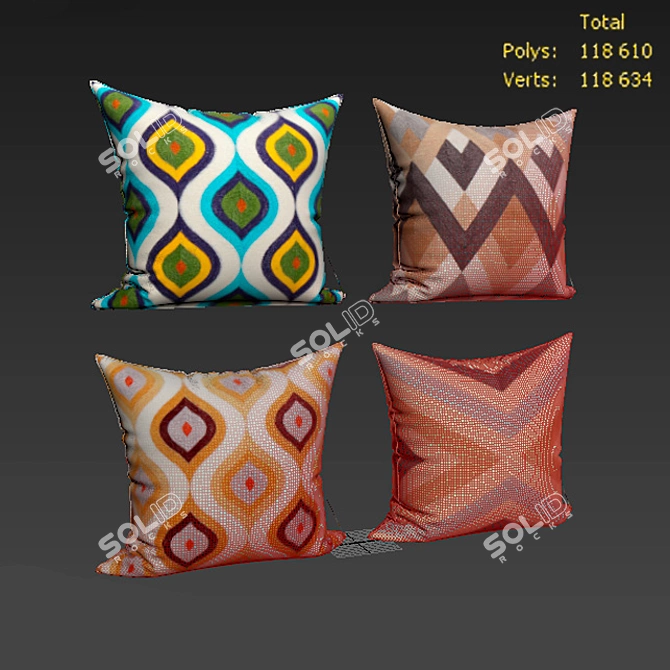 Elegant Pillow Set: Modern Design 3D model image 2