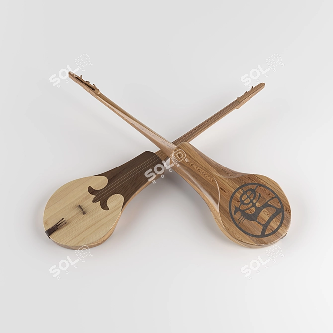 Kyrgyz Komuz: Traditional String Instrument 3D model image 2