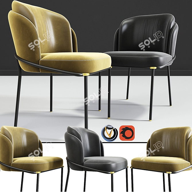 Sleek Noir Dining Chair: Vray & Corona Ready 3D model image 1