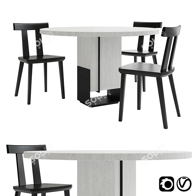 Modern Kitale Table with Sleek Sipa Chair 3D model image 1