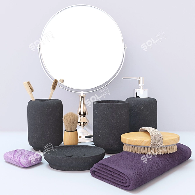 Minimalist Grey Bathroom Set 3D model image 1