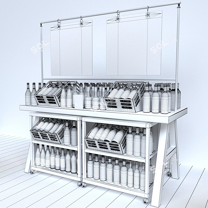 Sleek Wine Display Stand 3D model image 3