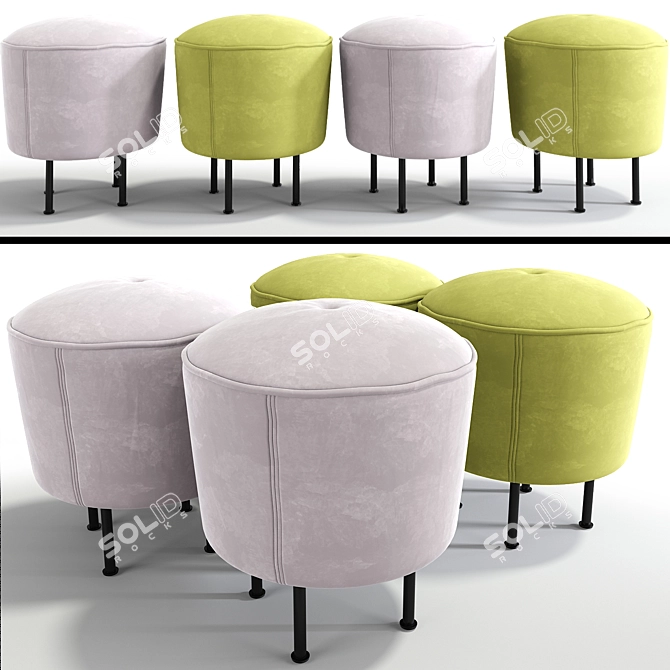 Elegant Modern Line Small Pouf 3D model image 1