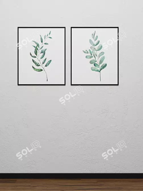 Watercolor Leaves Wall Decor 3D model image 2