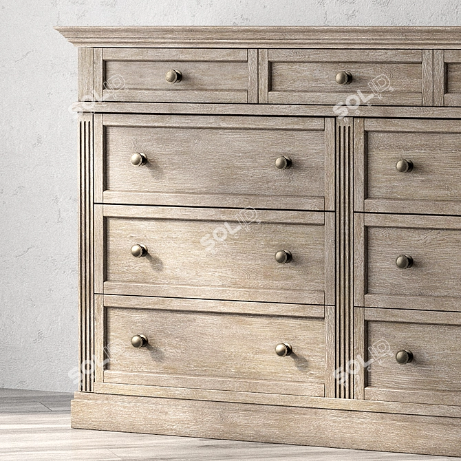 Livingston Gray Wash Wide Dresser 3D model image 2