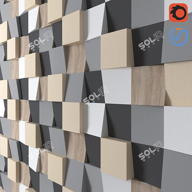 Modern Metal Wall Art Décor 3D model image 2