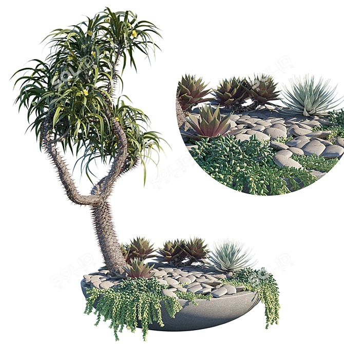 Greenery in Clay Pot 3D model image 1