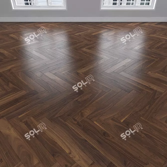 American Walnut Parquet: Herringbone, Linear & Chevron 3D model image 2