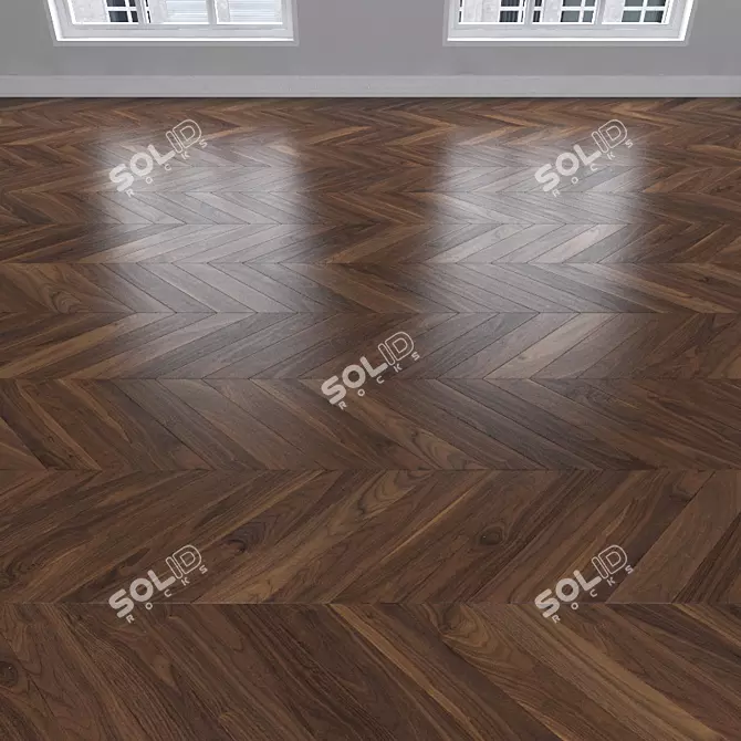 American Walnut Parquet: Herringbone, Linear & Chevron 3D model image 3