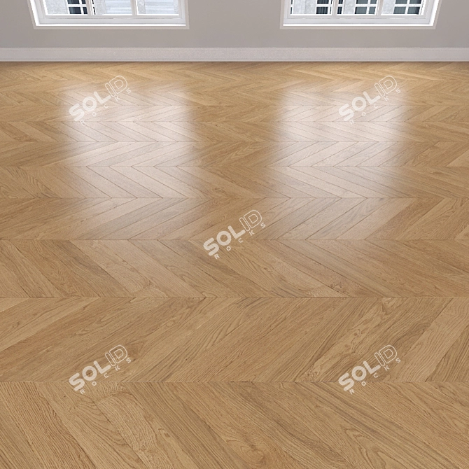 Oak Parquet: Herringbone, Linear, & Chevron 3D model image 3