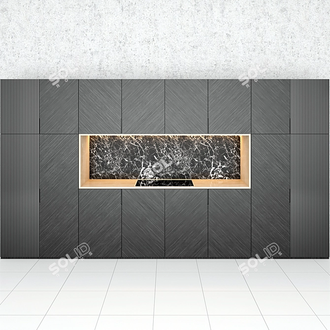 Sleek_Slate_Black_Kitchen 3D model image 3