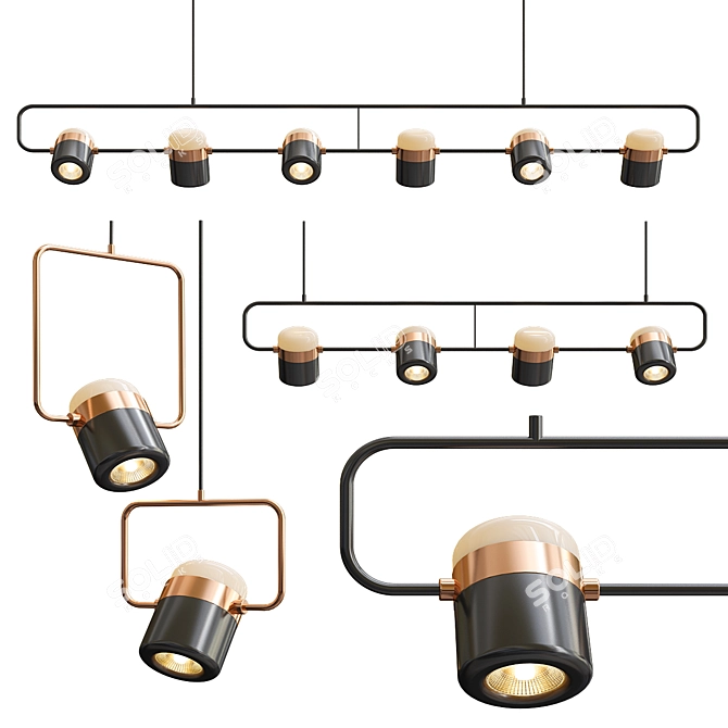 Modern Minimalist Linear Suspension Light 3D model image 1