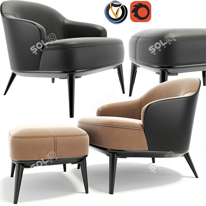 Modern Minotti Leslie Armchair Set 3D model image 1