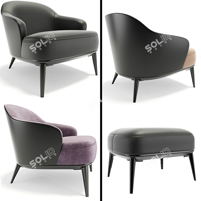 Modern Minotti Leslie Armchair Set 3D model image 2