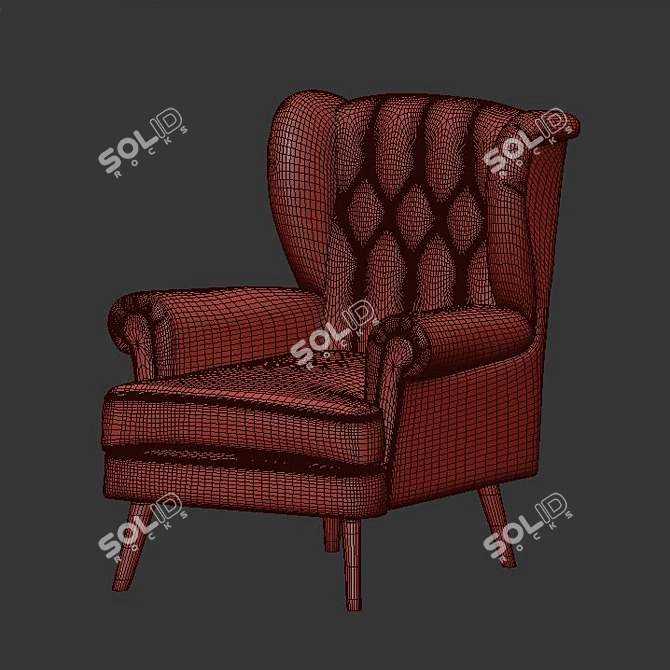 Elegant Upholstered Armchair 3D model image 3