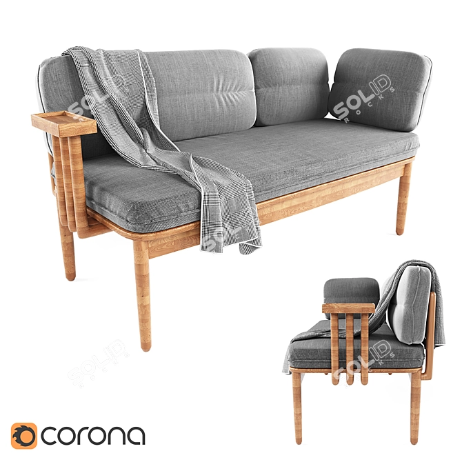 Modern Gray Sofa 3D model image 1