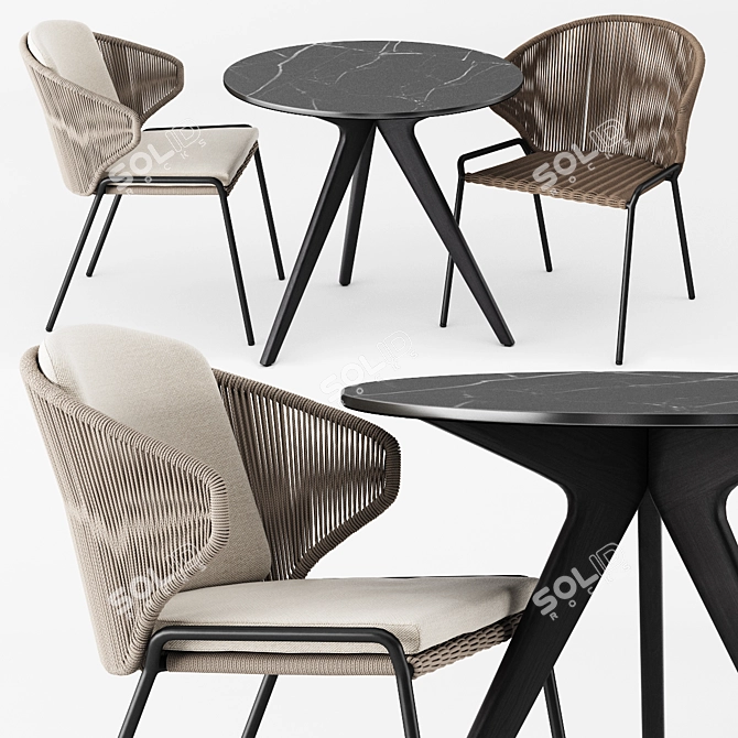 Modern Outdoor Seating: MANUTTI RADIUS Chairs & TORSA Table 3D model image 1