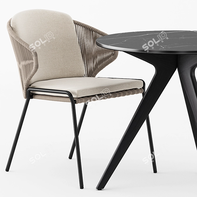 Modern Outdoor Seating: MANUTTI RADIUS Chairs & TORSA Table 3D model image 2