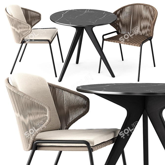 Modern Outdoor Seating: MANUTTI RADIUS Chairs & TORSA Table 3D model image 4