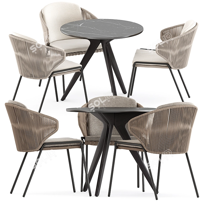 Modern Outdoor Seating: MANUTTI RADIUS Chairs & TORSA Table 3D model image 7