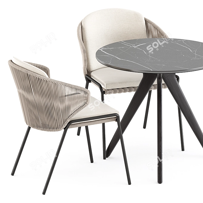 Modern Outdoor Seating: MANUTTI RADIUS Chairs & TORSA Table 3D model image 8