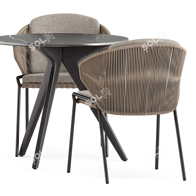 Modern Outdoor Seating: MANUTTI RADIUS Chairs & TORSA Table 3D model image 9