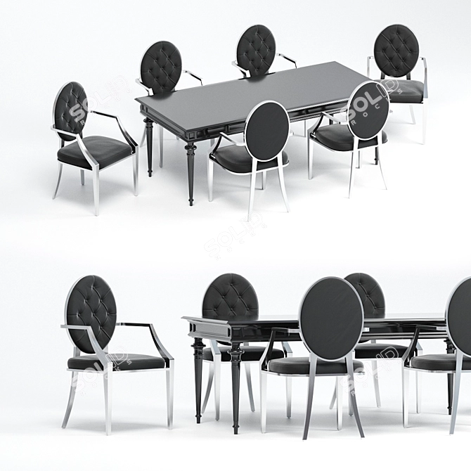 Dining Set: Eichholtz Table - Wallace, Chair - Tayler 3D model image 1