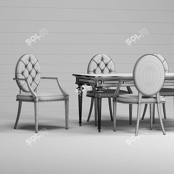 Dining Set: Eichholtz Table - Wallace, Chair - Tayler 3D model image 3