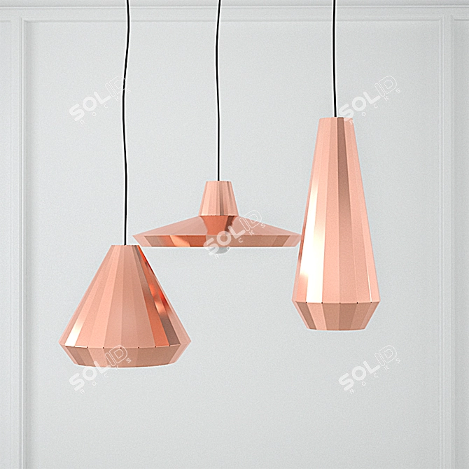 Elegant Copper Pendant Lights 3D model image 1