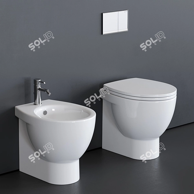 New Light Ceramic Floor Toilet 3D model image 1