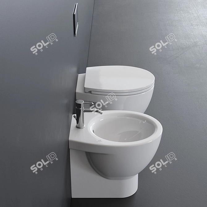 New Light Ceramic Floor Toilet 3D model image 2