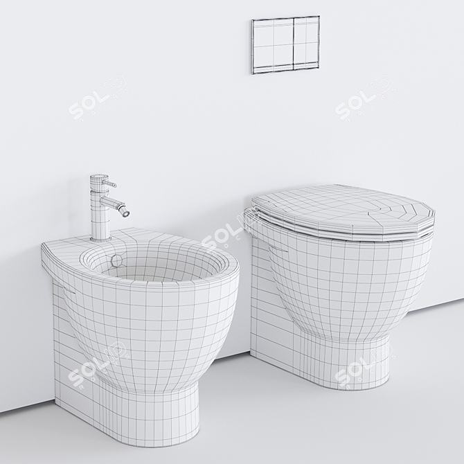 New Light Ceramic Floor Toilet 3D model image 3