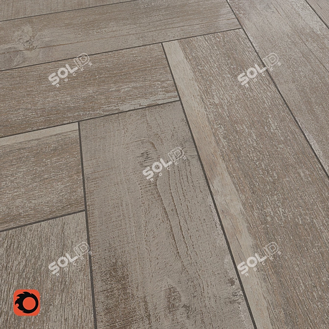 Bergen Beige Wood Tile: 12 Textures & Matte Finish 3D model image 3