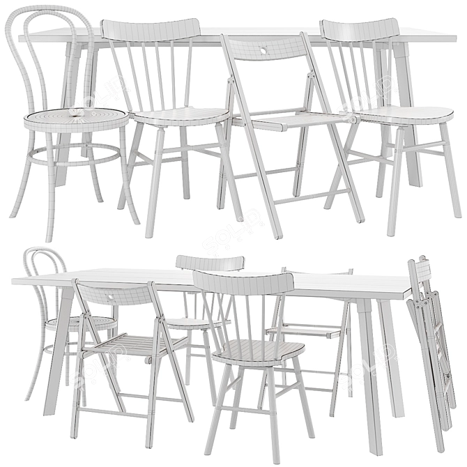 Stylish IKEA Table & Chair Set 3D model image 2